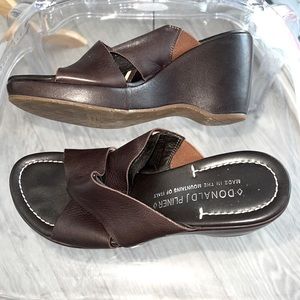 Donald J. Pliner Leather Wedge Slide Sandals Shoes